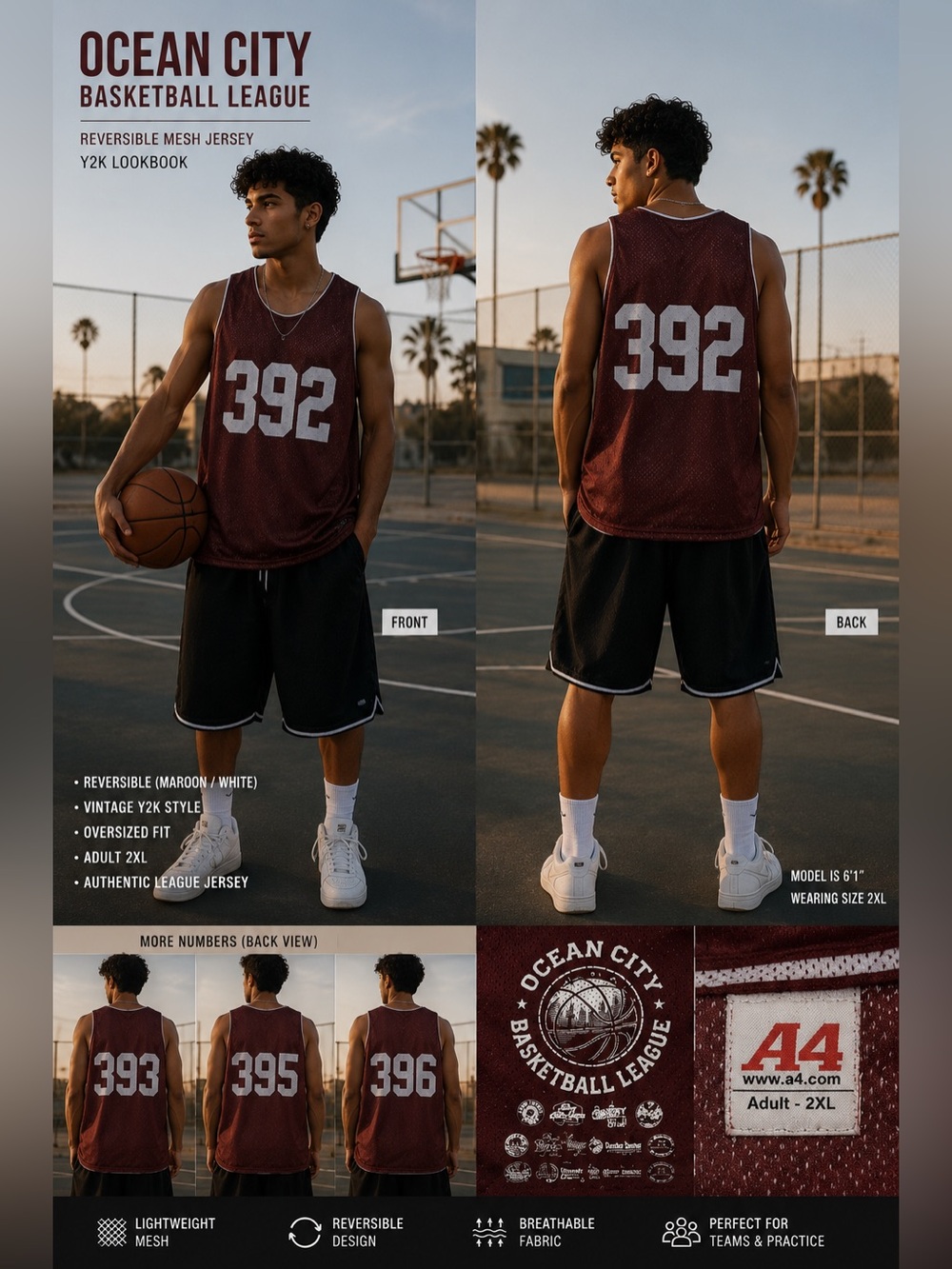 Lot Of 4 Reversible Basketball Jerseys 2XL Practice Scrimmage Mesh Pinnies
